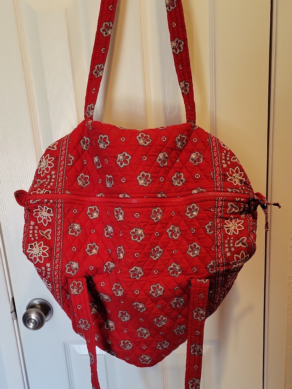Vera Bradley Quilted Floral Red Tote Bag with Long Straps - Picture 9 of 9